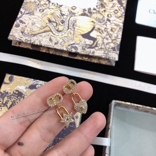 Dior飾品 迪奧經典熱銷款鎖頭 滿鑽 愛心 滿鑽耳環  zgd1127